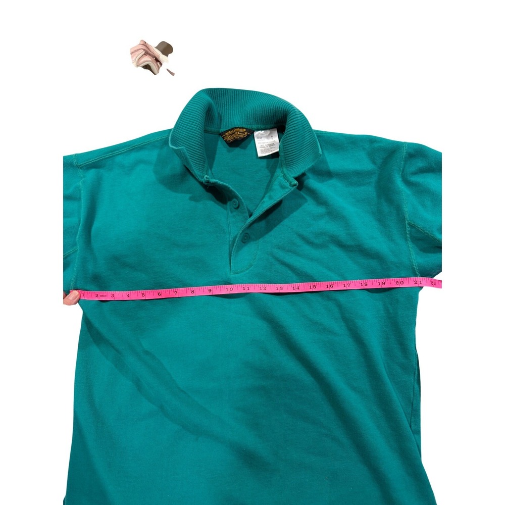Eddie Bauer Mens Vintage Teal Green Cotton Pique Polo Shirt Short Sleeve Size M